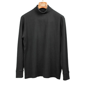 Rollneck t-shirt in black ribbed cotton jersey