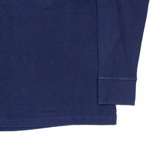 Rollneck t-shirt in hand-dyed indigo ribbed cotton jersey