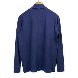 Rollneck t-shirt in hand-dyed indigo ribbed cotton jersey