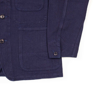 Natural indigo sashiko cotton coverall jacket