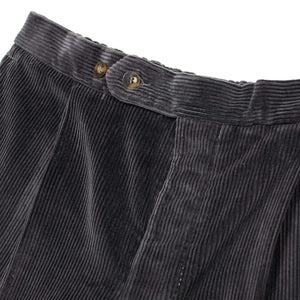 Pleated easy pants in grey cotton corduroy
