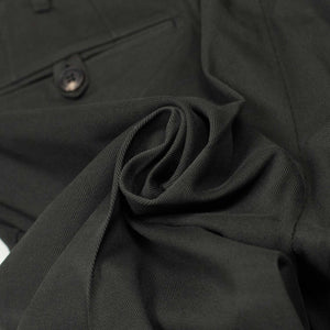 Flat-front trousers in charcoal grey cotton twill