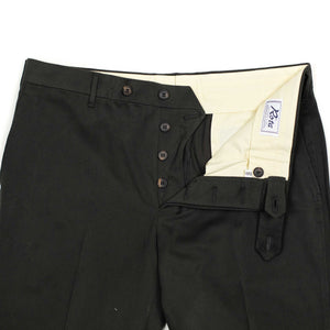 Flat-front trousers in charcoal grey cotton twill