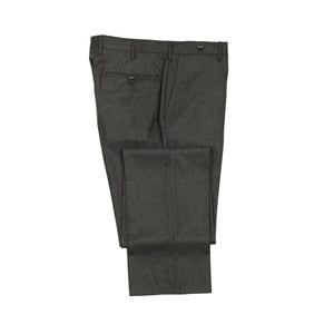 Flat-front trousers in charcoal wool flannel (restock)