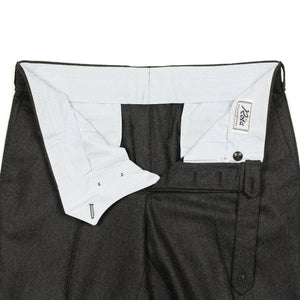 Flat-front trousers in charcoal wool flannel (restock)