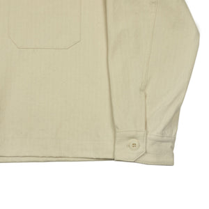 Officer jacket in washed natural herringbone cotton