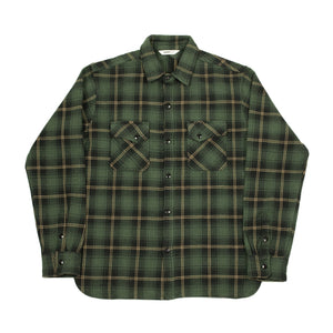 Crosscut flannel shirt in pine and black cotton