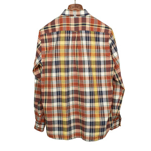 Indian Madras buttoned collar shirt in rust plaid cotton