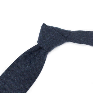 Herringbone wool tie in blue