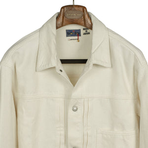 Type 1 trucker jacket in ecru cotton sashiko