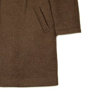 Padded overcoat in brown "roving twill" Shetland wool