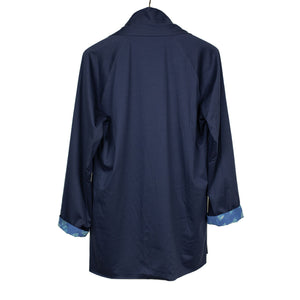 Reversible indigo dyed kimono jacket with marble print