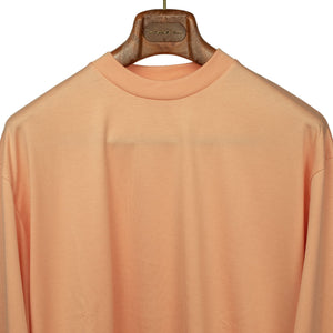 Crewneck sweatshirt in pale apricot cotton and silk jersey