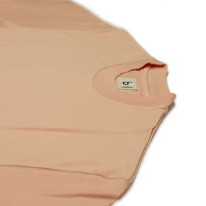 Crewneck t-shirt in pale apricot cotton and silk jersey
