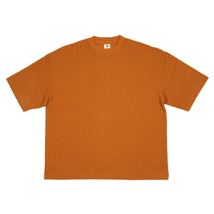 Rough and Smooth thermal crewneck in brick orange cotton