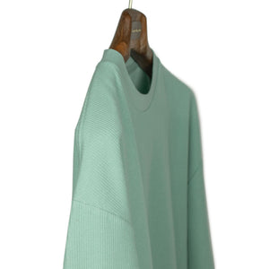 Rough and Smooth thermal crewneck in smoke mint cotton