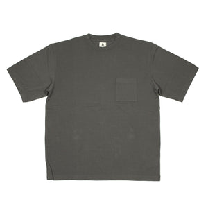 Soft cotton crewneck pocket tee in dark grey