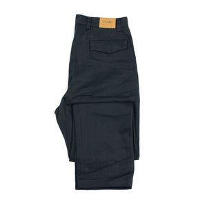 Spectacular Bid pleated straight-leg pants in navy brushed cotton