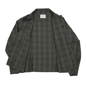 Balio shirt jacket in deadstock charcoal plaid wool linen