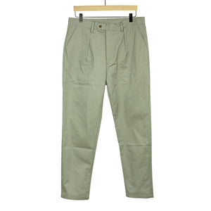 Comanche single-pleat trousers in pale olive light cotton twill