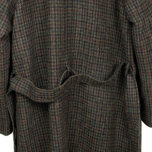 Exclusive Grandad Coat in grey, navy, and rust Harris Tweed wool guncheck