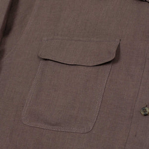 Two pocket overshirt in Plum Belgian linen