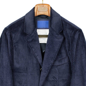 Single breasted jacket in navy English cotton corduroy