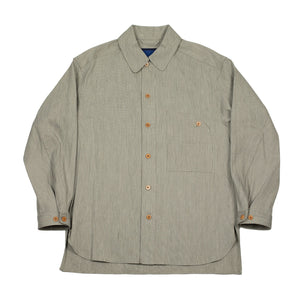 Single pocket over shirt in grey birdseye linen viscose