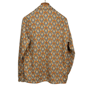 AAlgeri shirt jacket in orange and blue printed cotton double gauze