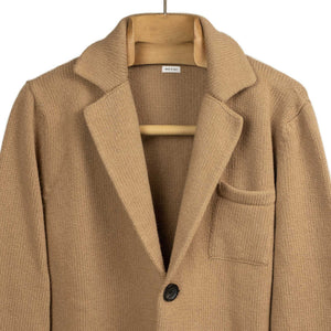 AAlviero single breasted knit jacket in camel color virgin wool (restock)