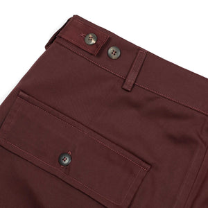 AArtemas fatigue trousers in burgundy cotton poly twill