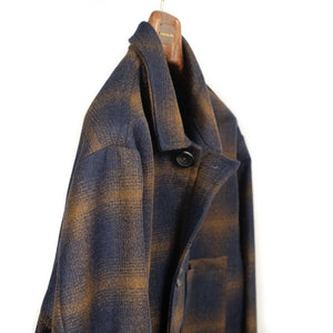 Aasti chore jacket in navy and copper shadow plaid wool