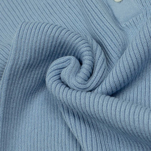 AAlgua long sleeve knitted polo shirt in sky blue ribbed cotton
