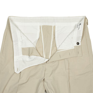 AAntioco pleated trousers in beige cotton seersucker