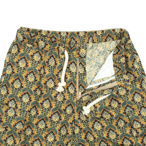 AAtrio drawstring easy shorts in grey and orange print cotton double gauze