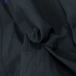 Work jacket in dark navy linen and cotton seersucker