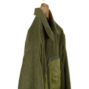 Fleece zip shirt jacket in olive poly