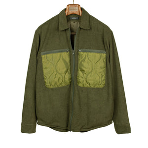 Fleece zip shirt jacket in olive poly