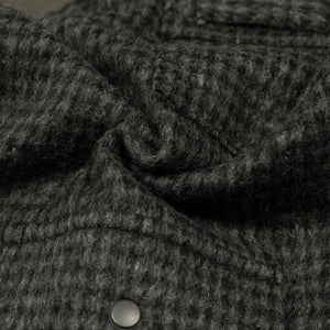 Hunting vest in black and grey check wool/linen