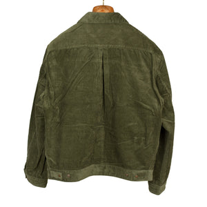 Trucker jacket in olive cotton corduroy