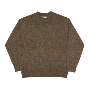 Crewneck sweater in brown melange cashmere