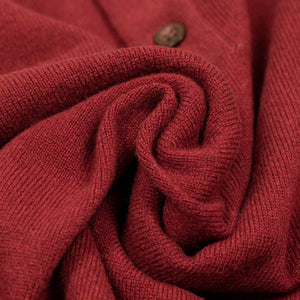 Knit long sleeve polo in cherry red wool/cashmere
