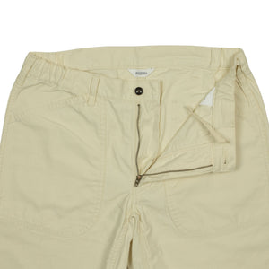 Drawstring fatigue trousers in off-white cotton sateen