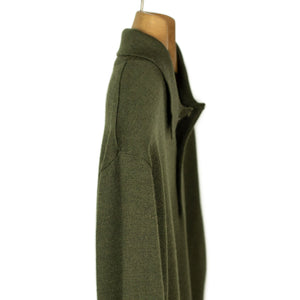 Knit long sleeve polo in dark green merino wool (restock)