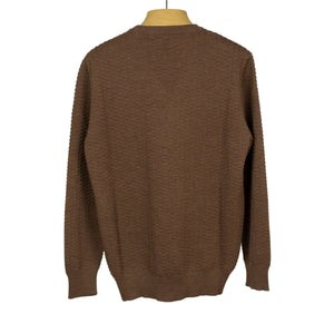 Dash stitch lightweight crewneck sweater in rusty brown merino wool (restock)