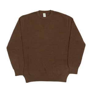 Dash stitch lightweight crewneck sweater in rusty brown merino wool (restock)