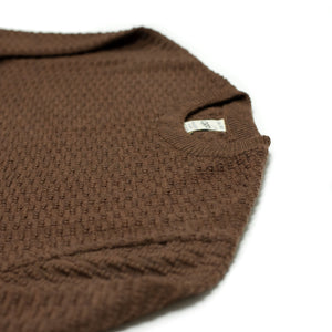 Dash stitch lightweight crewneck sweater in rusty brown merino wool (restock)