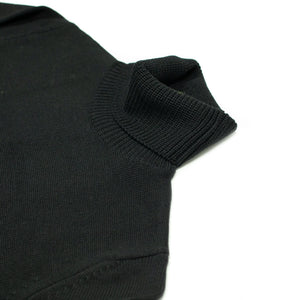 Rollneck sweater in black superfine merino wool (restock)