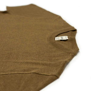 Exclusive short sleeve crewneck tee in tobacco brown linen