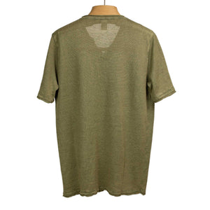 Knit short sleeve henley tee in military green linen (restock)